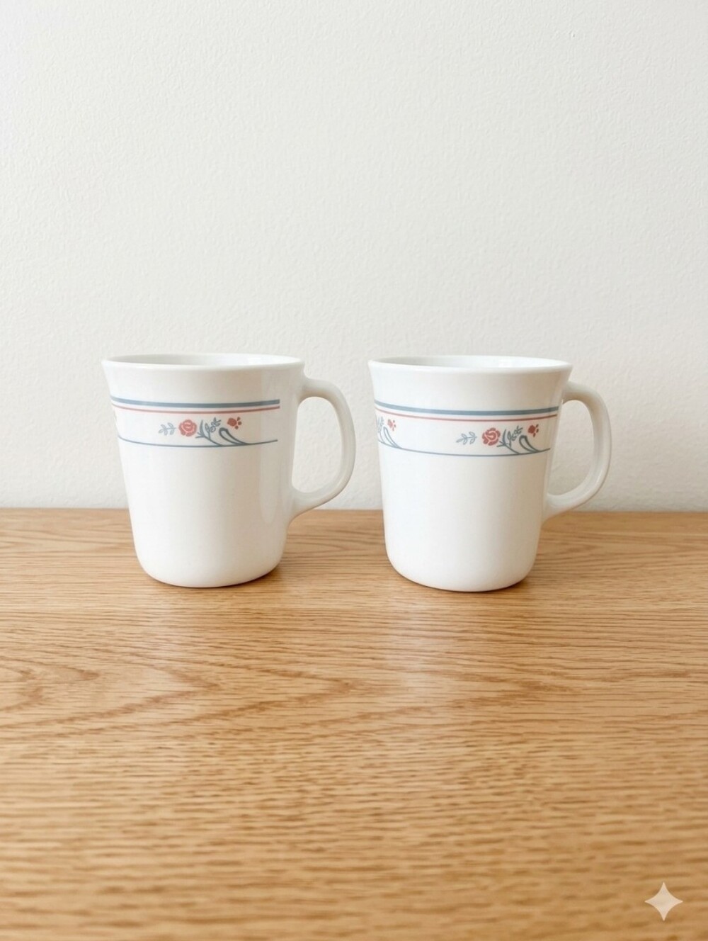 VTG Corelle Corning Princeton Mugs Set of 2 Cups Pink Blue Floral Rare Retired